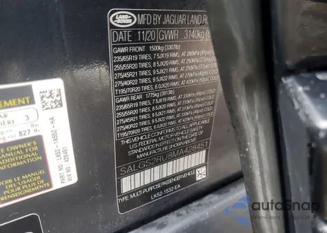 2021 Land Rover Range Rover Hse Westminster Edition z USA, uszkodzony, nr VIN SALGS2RU8MA428451